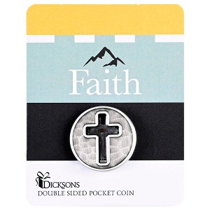 Dicksons PS-203 Mustard Seed Faith Brushed Silver Tone 1 Inch Diameter Zinc Alloy Double Sided Pocket Stone - 1 of 2