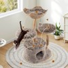 Costway Solid Wood Cat Tree with Well-woven Cattail Basket Luxury Condo Scratching Posts - 2 of 4