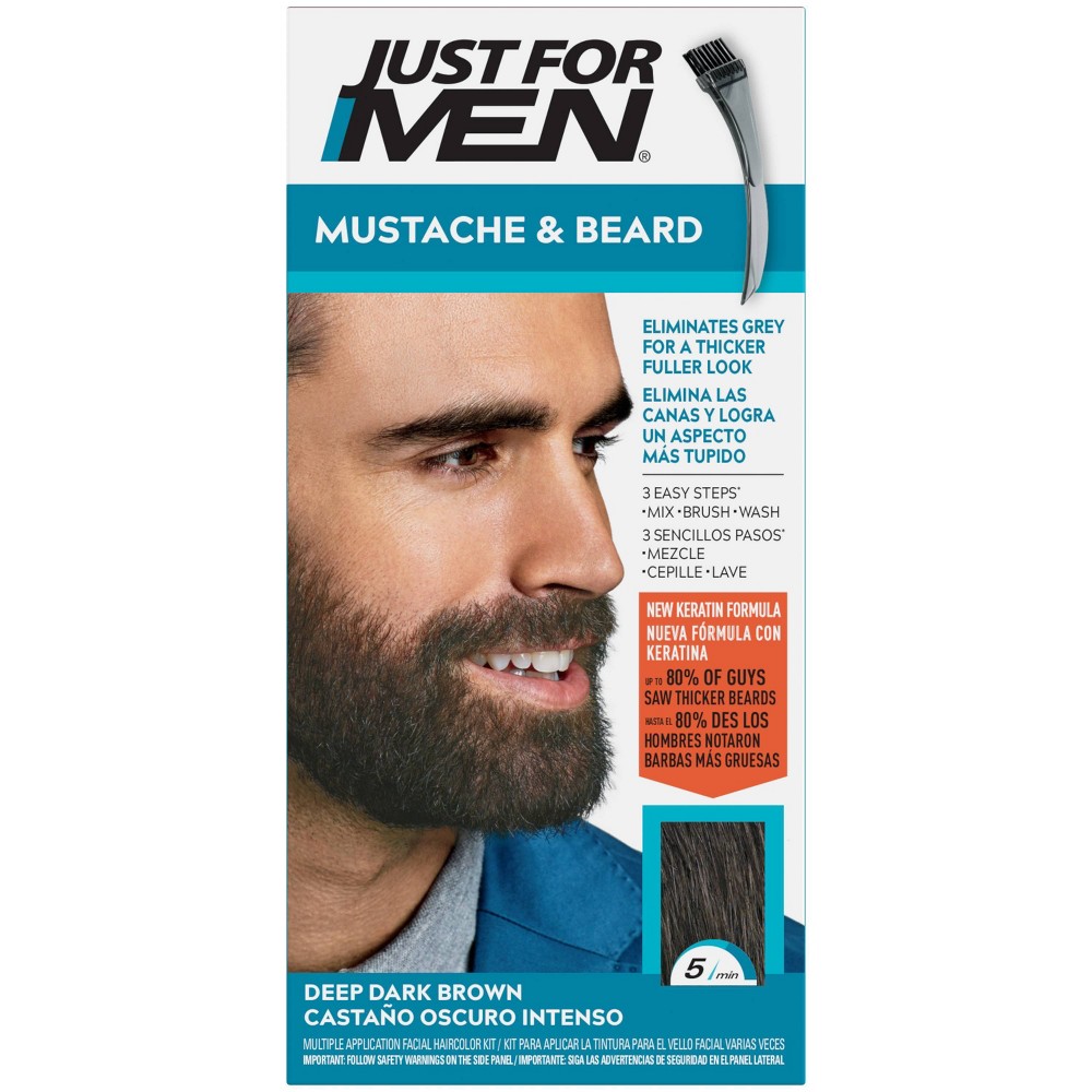 Photos - Hair Dye Just For Men Mustache & Beard Coloring for Gray Hair with Brush Included - Deep Dark Brown M46