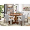 HomeStock 7-Piece Modern Dining Set - Dinner Table and 6 Doeskin Color Parson Chairs with High Back - Antique Walnut Finish - 2 of 4