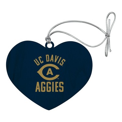 UC Davis Aggies Logo Heart Love Wood Christmas Tree Holiday Ornament