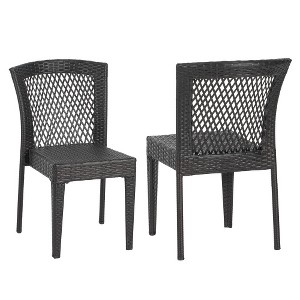 Ridstar Set of 2 Outdoor PE Rattan Dining Chairs with Steel Frame for Patio, Garden & Balcony-Brown - 1 of 4