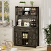Fredees Farmhouse Bar Cabinet With LED Lights,Brown - 2 of 4