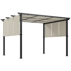 Outsunny 10' x 12' Metal Pergola with Retractable Canopy, Outdoor Sun Shade Shelter for Garden, Patio, Backyard, Deck - 1 of 4