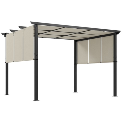 Outsunny 10' X 12' Metal Pergola With Retractable Canopy, Outdoor Sun ...