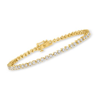 Ross-Simons 1.00 ct. t.w. Round Brilliant-Cut Diamond Tennis Bracelet in 18kt Gold Over Sterling