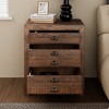 VYNXARIA Rustic Farmhouse Style Three-Drawer Solid Pine Wood Nightstand with Cup Pulls and Integrated Charge Station - 3 of 4