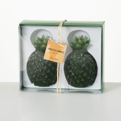 5"H Vance Kitira Green Pineapple Candle - Set of 2, Green