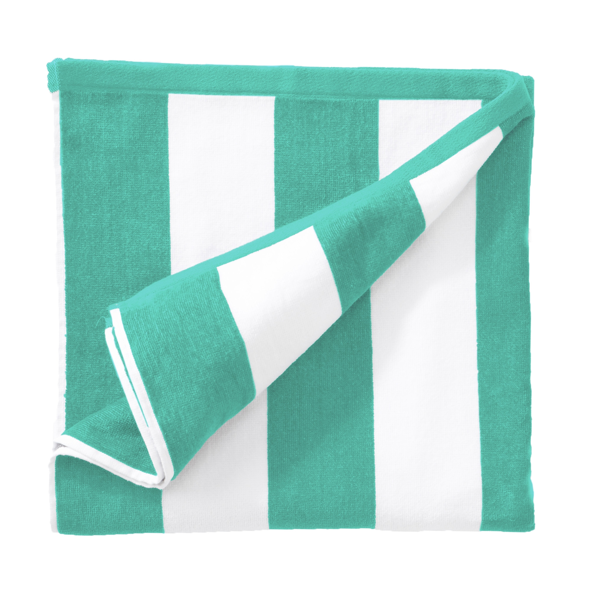 Oversized 100% Cotton Cabana Striped Beach Towels - Great Bay Home (35" x 70", Teal)