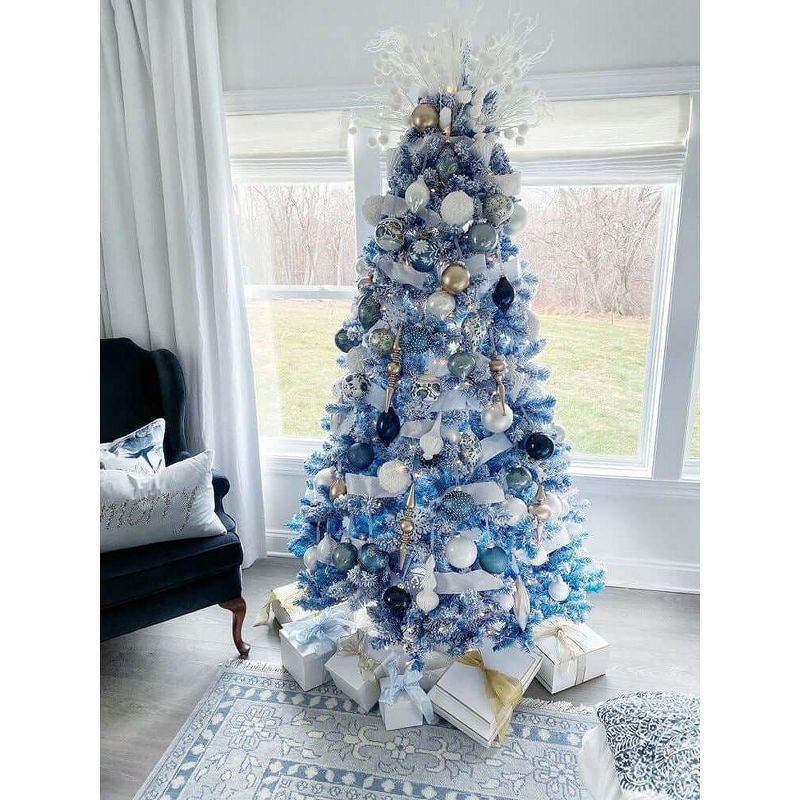 King of Christmas Duchess Blue Flock Artificial Christmas Tree, 4 of 7