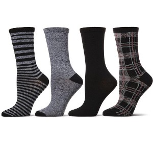 Memoi Women's 4 Pair Pack Plaid Buttersoft Crew Socks - 1 of 4