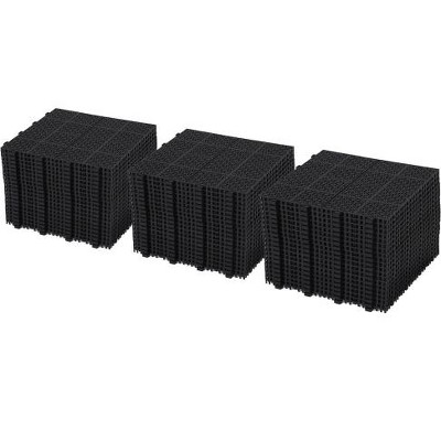 Dolonm 12"x12" Black Interlocking Deck Tiles - Rosette Pattern, 6613 LB Capacity, Waterproof & Anti-Slip