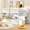Infans Twin Over Twin Low Bunk Bed Solid Wood Floor Bunk Bed Frame with Storage Stairs - 3 of 4