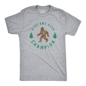 Mens Hide And Seek Champion T shirt Funny Bigfoot Tee Humor Cool Graphic Print - Crazy Dog Men's T Shirt - 1 of 4