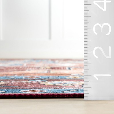 Gray and Rust Synthetic Non-slip Washable 4' x 6' Area Rug