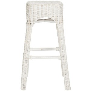 Percy Wicker Bar Stool - WIK6501A - Distressed White - Safavieh - 1 of 4