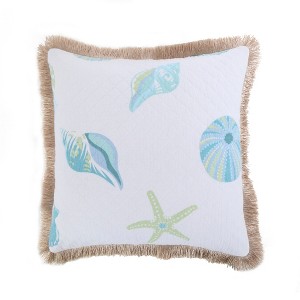 Del Ray - Quilted Shells Fringe Decorative Pillow - Levtex Home - 1 of 3