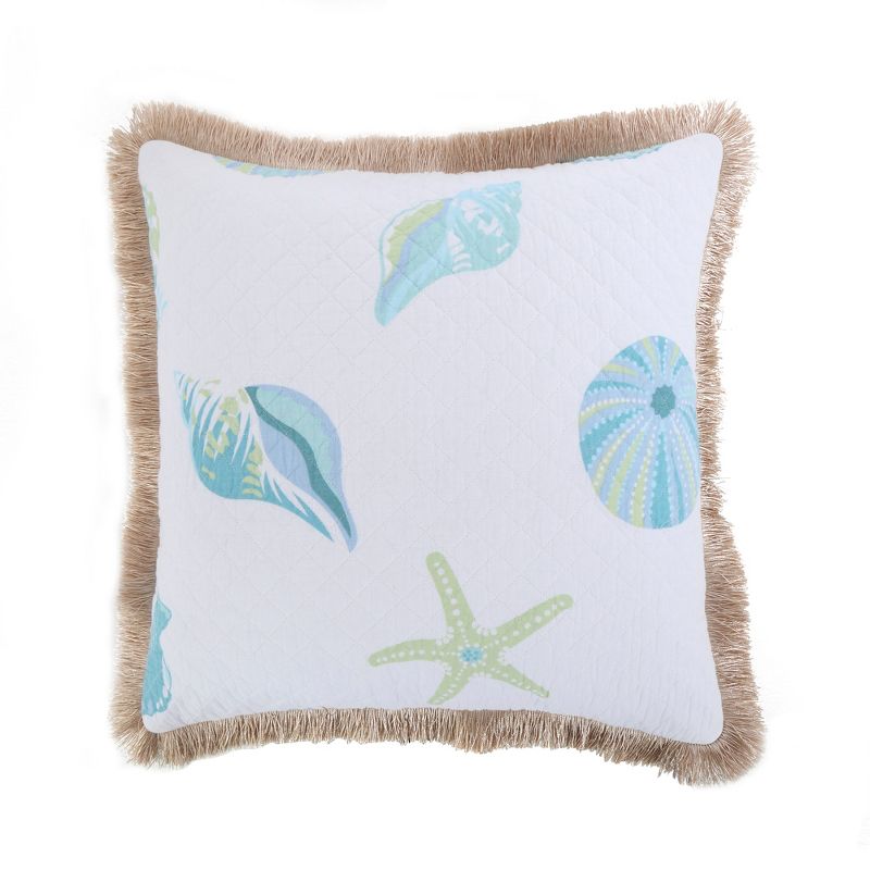 Del Ray - Quilted Shells Fringe Decorative Pillow - Levtex Home, 1 of 4