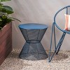 VisioGear Side Table, 18 Inch Outdoor Side Table, Geometric Pedestal Design for Balcony Porch Pool, Navy Blue, 12.5"*12.5"*18" - 4 of 4