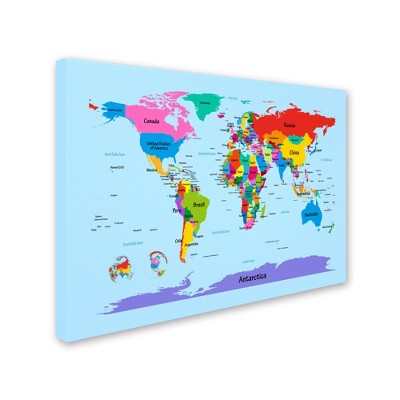 Michael Tompsett Childrens World Map Outdoor Canvas Art