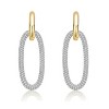 Guili Sterling Silver Two-Tone Link Drop Earrings with Clear Cubic Zirconia Offer a Sleek, Sparkling Design for a Modern Elegant Statement - 2 of 2