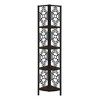 Alilang 15.50 Inch Corner Shelf Unit with Intricate Metal Design and Wooden Shelves - Espresso - 3 of 4