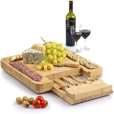 Zulay Kitchen Cheese Board and Knife Set (Bamboo)