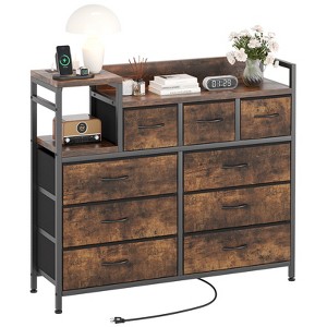 9-Drawer Storage Dresser w/ Power Outlets, Waterproof MDF Top, Multi-Color - 1 of 4