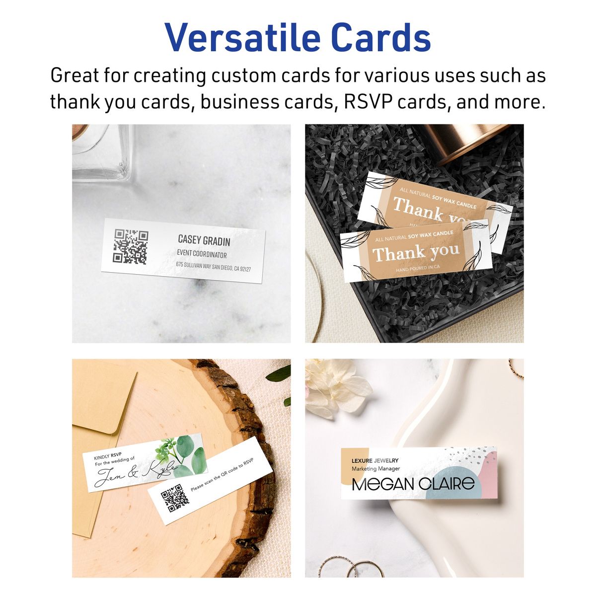 1" x 3" Rectangle, Glossy White Business Cards - thumbnail 3