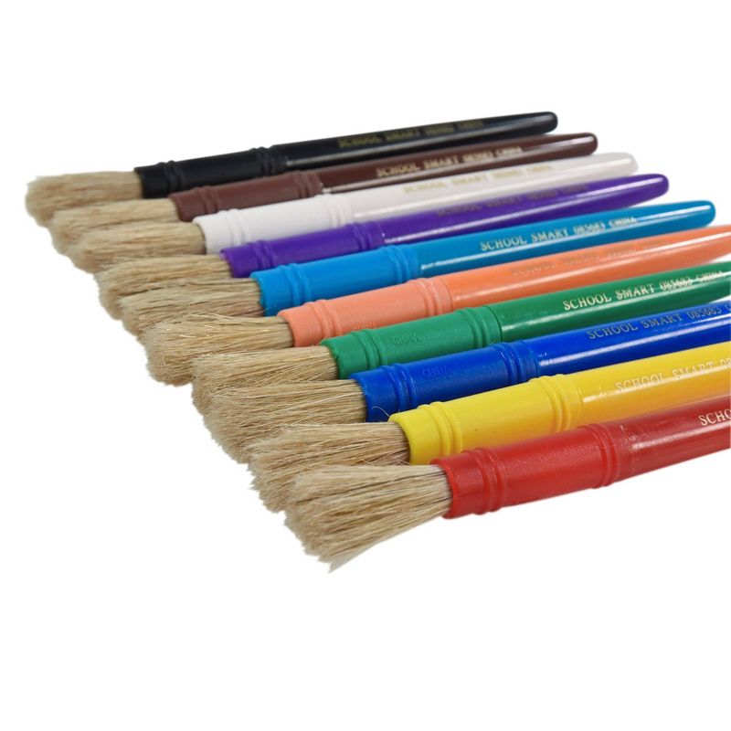 School Smart Beginner Paint Brushes, 7-1/4 x 1/2 Inches, Assorted Colors, Set of 10, 3 of 6