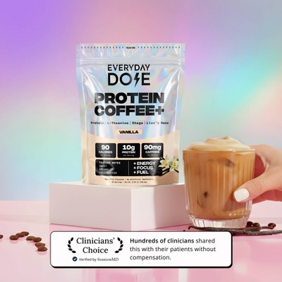 Everyday Dose Vanilla Protein Coffee + 100% Arabica Functional Instant Mushroom Coffee - 8.45oz