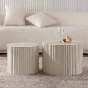 TOAOTBNBO Classic Coffee Table, Living Room Table with Circular Design, Contemporary Coffee Tables for Apartment, Beige - 1 of 4