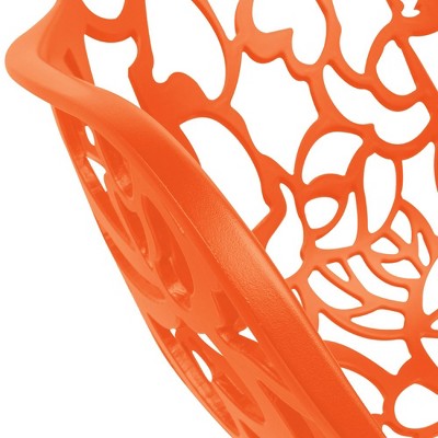 Devon Orange Aluminum Flower Design Dining Armchair Set