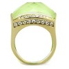 Slickblue Women's Gold-Tone Ring – Cushion-Cut Apple Green Stone with Clear Band Accents, Size 5–10 - 3 of 4