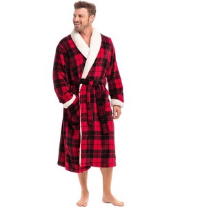 ADR Men's Plush Fleece Bathrobe, Warm Cozy Bath Robe - 1 of 4