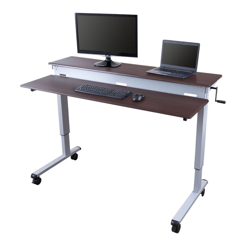 Stand Up Desk Store Crank Adjustable Two Tier Standing Desk with Heavy Duty Steel Frame, 1 of 5