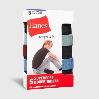 Hanes Originals Boys' 5pk Supersoft Boxer Briefs - Black : Target