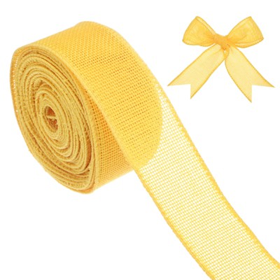 Unique Bargains Burlap Wired Edge Durable Thick Fabric Ribbons for DIY Crafts 1 Pc