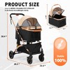 BENCMATE Pet Strollers Pet Stroller With Detachable Carrier Safety Belts Cushioned Mat And Weatherproof Canopy, Black, 28.5"*21.5"*38.4" - 3 of 4