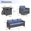 Buenhomino Patio Furniture with Fire Pit 4-Piece Wicker Outdoor Sectional Couch with Swivel Rocking Chairs, Propane Fire Pit Conversation Set - 3 of 4