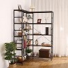 Industrial Bookcases and Bookshelves,5-Tiers Corner Bookshelf with Metal Frame,L-Shaped Shelf with Curved Panels, Open Display Storage Rack - 2 of 4