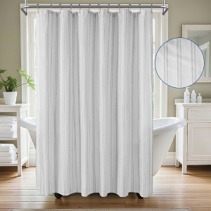 Chenille Stripe Water Repellent Shower Curtain, 72"x 72" - 1 of 4