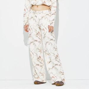 Women's Elastic Waist Wide Leg Pants - Wild Fable™ Cream Twig Haze