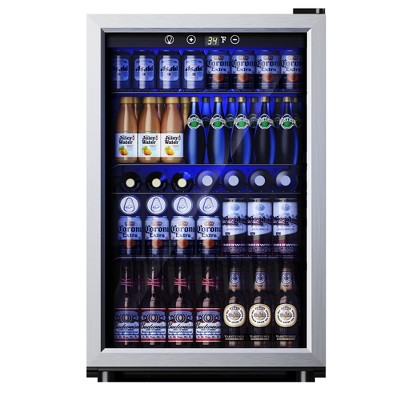 Simzlife Compact Beverage Refrigerator-4.5 Cu.ft/145 Cans, Mini Fridge with Reversible Glass Door&LED Light, Removable Shelves, Quiet&Energy Efficient