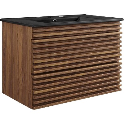 Modway Render Vanity with Sink-Floor, 30 Inch, Walnut Black