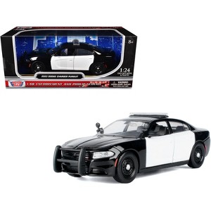 2023 Dodge Charger Pursuit Police Car Black and White "Law Enforcement and Public Service" 1/24 Diecast Model Car by Motormax - 1 of 4