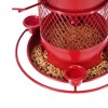 VECELO Hanging Wild Bird Feeder for Outdoors, Large Capacity Outside Bird Feeder with 4 Water Cups, 6 Feeding Ports & Perch, Red - 4 of 4
