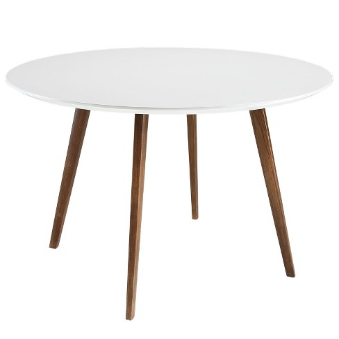Platter Round Dining Table White, White Round Kitchen Table With Wood Top