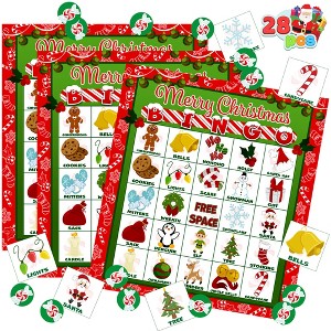 Joyfy Christmas Bingo Game – 30 Player Holiday Bingo Set for Family & Classroom Fun (Includes Call-Out Card & Markers) - 1 of 4