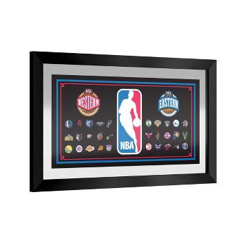 NBA NBA Logo with All Teams Black Framed Bar Mirror